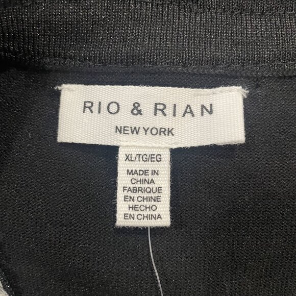 RIO & RIAN NY Black Pearl Trim Quilted Cardigan Sweater Jacket Open Front (XL) - Picture 11 of 13